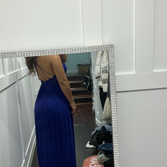 small gorgeous violet long evening dress maxi lace low back - Picture 4 of 5